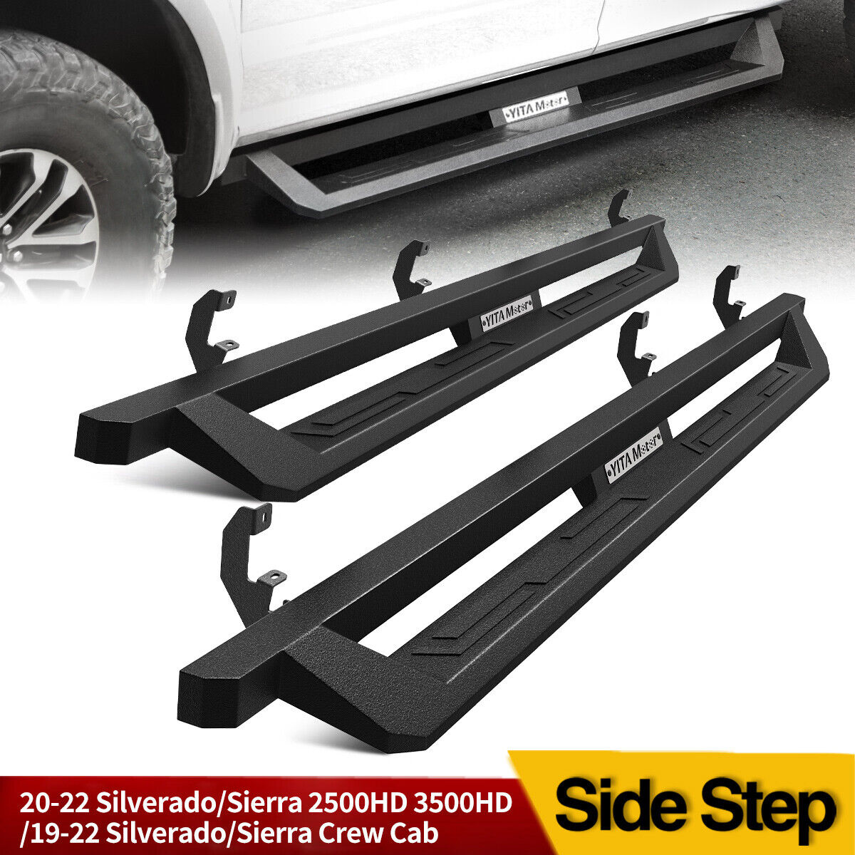 for 2019-2024 Silverado / Sierra 1500 Crew Cab Running Board Drop Side Step Bars