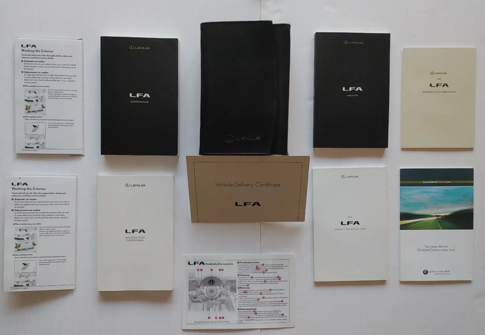 2012 LEXUS LFA OWNER'S MANUAL SET WITH CASE ORIGINAL OEM EXCELLENT.