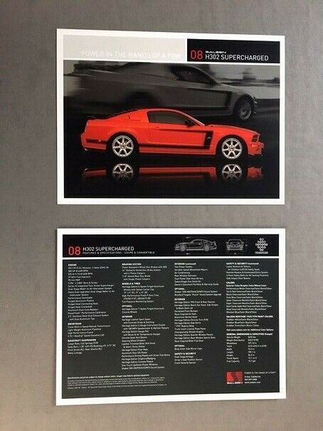 2008 Ford Mustang Saleen H302 Supercharged 1-page Car Brochure Leaflet Card