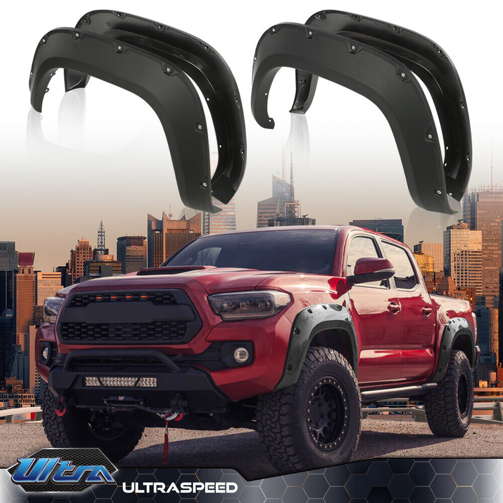 Fit For 2016-2022 Toyota Tacoma 4x smooth Wheel Fender Flares Pocket Rivet Style