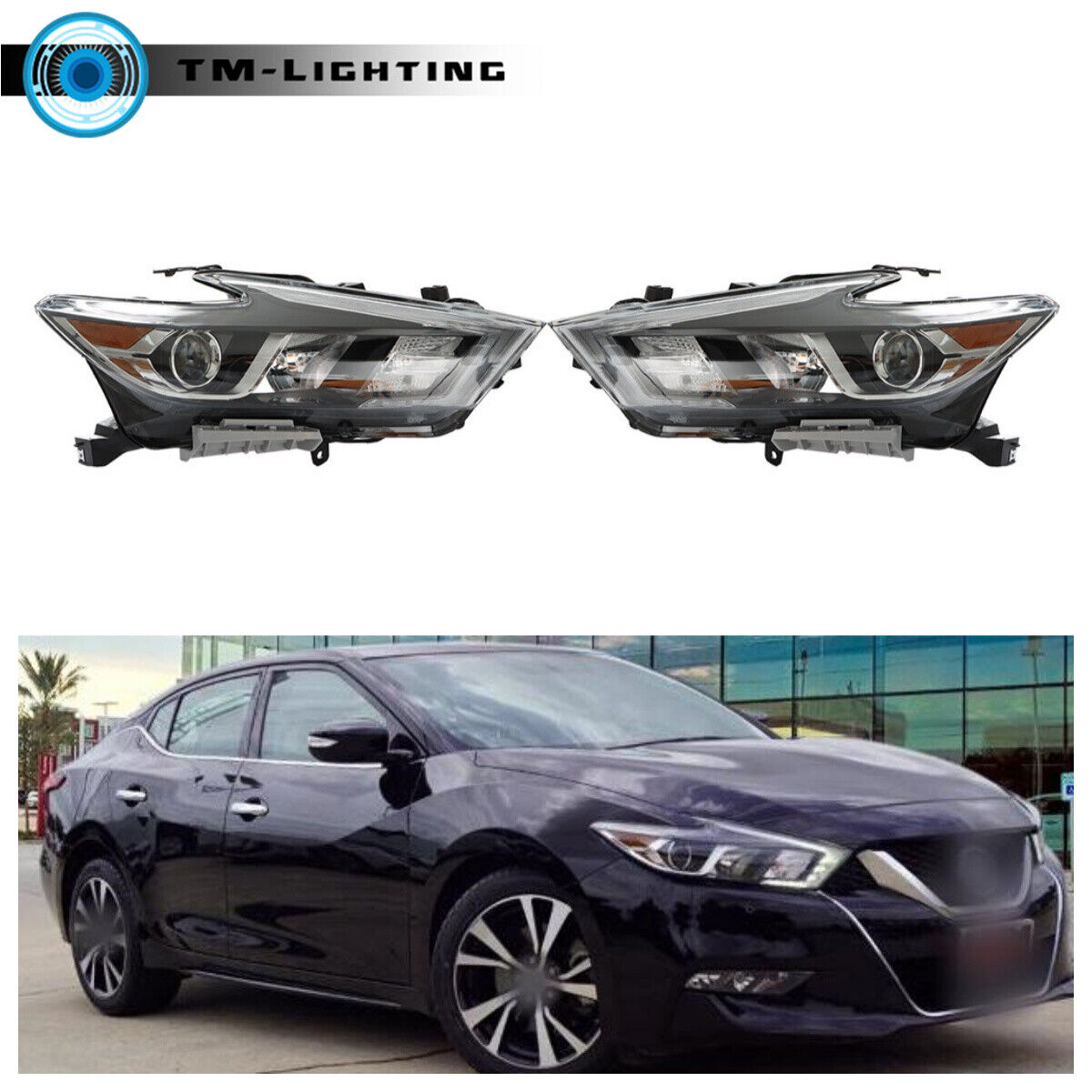 For Maxima S|SL|SV 2016-2018 Left&Right Side Headlights Assembly Headlamps