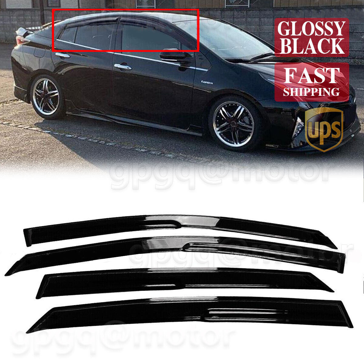 For Toyota Prius 2016-2021 JDM-Mugen Style Window Visor Rain Guard Deflector