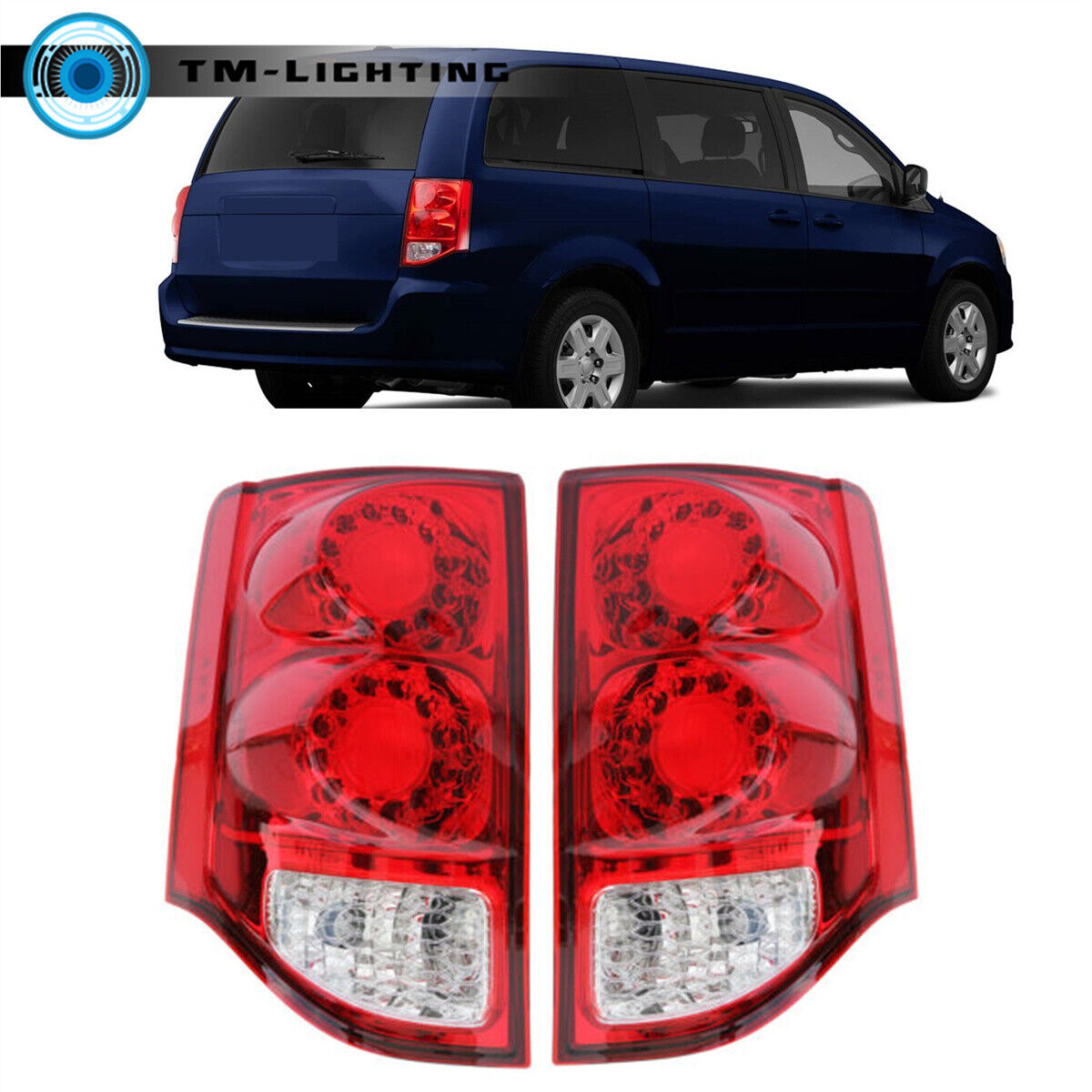 Left&Right Side For 2011-2020 Dodge Grand Caravan Rear Tail Lights Brake Lamps
