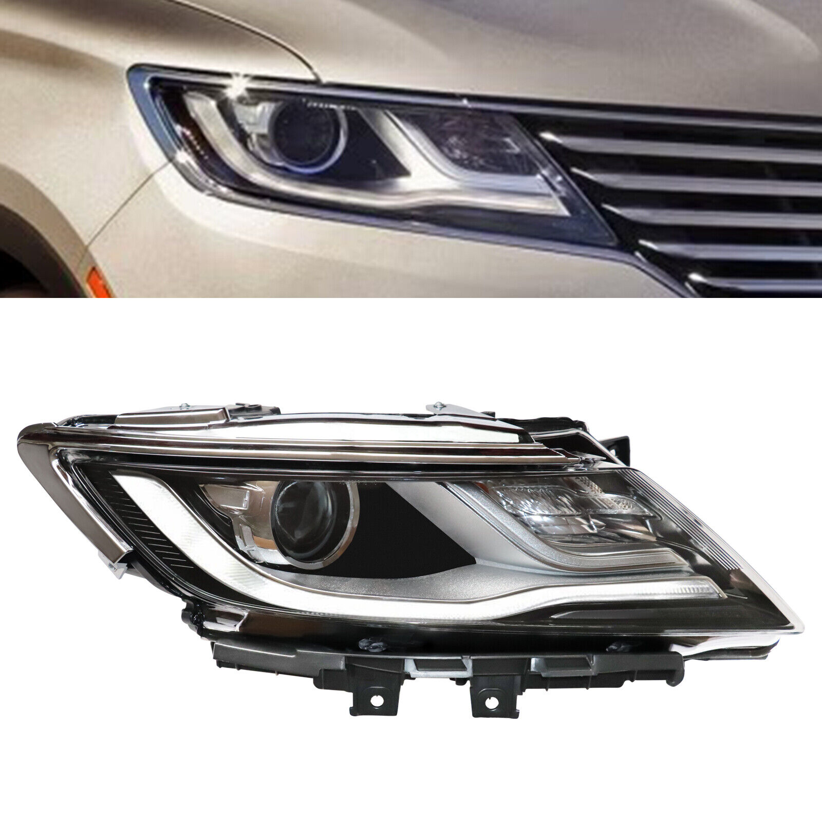 For 2015-2019 Lincoln MKC HID Headlight Lamp w/ LED DRL Passenger Right Side RH