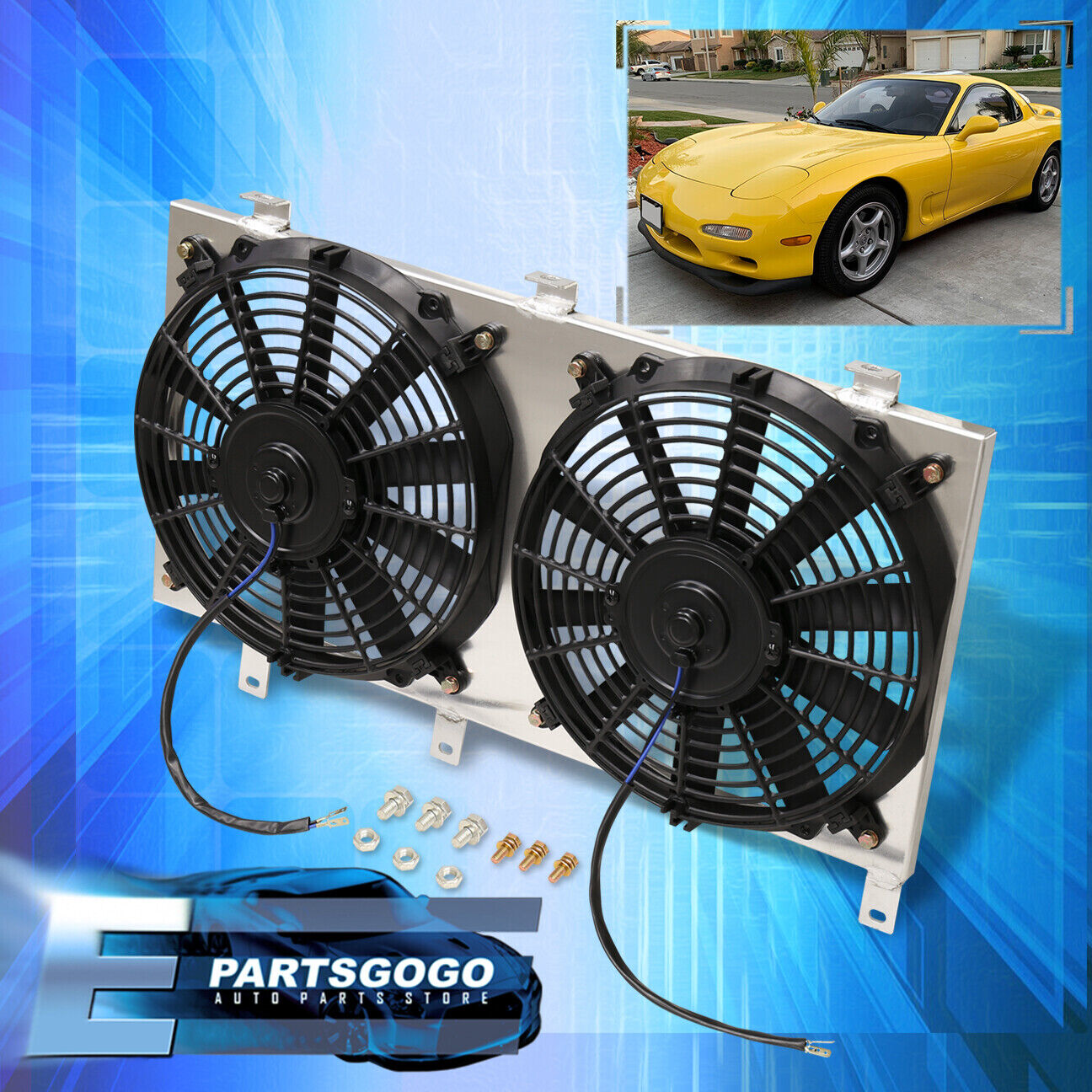 For 93-97 Mazda RX7 FD FD3S M/T Aluminum Cooling Radiator Fan Shroud Mount Kit