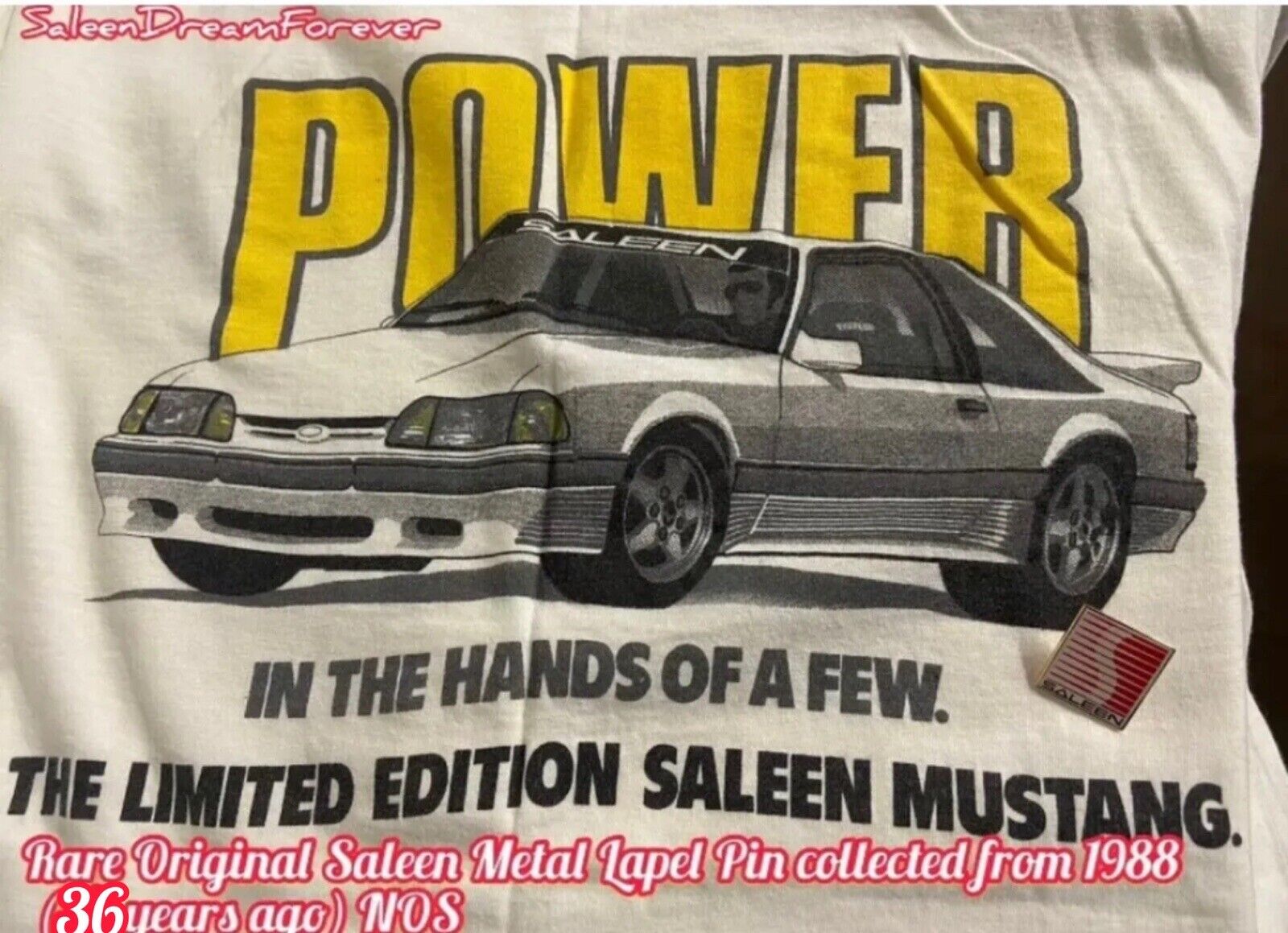 RARE SALEEN METAL LAPEL PIN FRM 1988 NOS FOXBODY SSC MUSTANG FORD GT 302 5.0  
