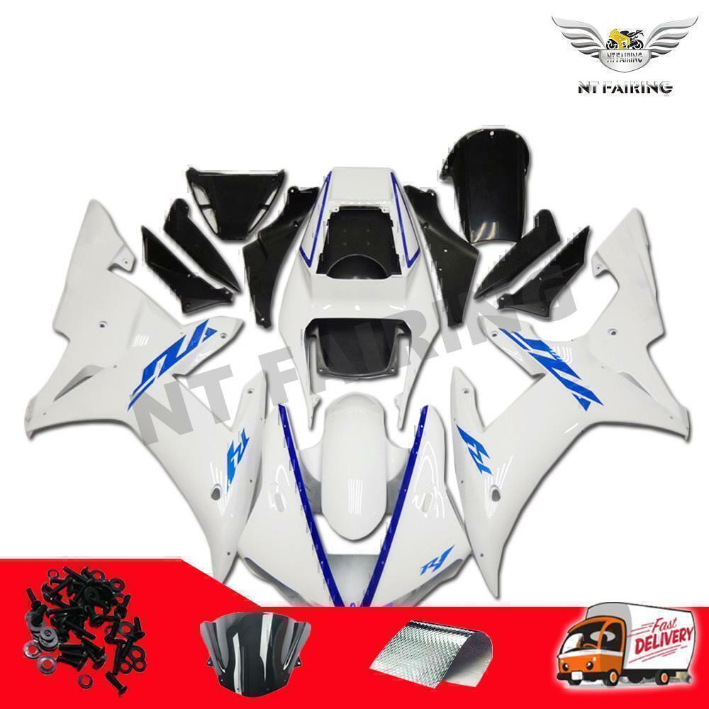 FU Fit for 2002 2003 Yamaha YZF R1 Injection Mold Gloss White Fairing Kit g027