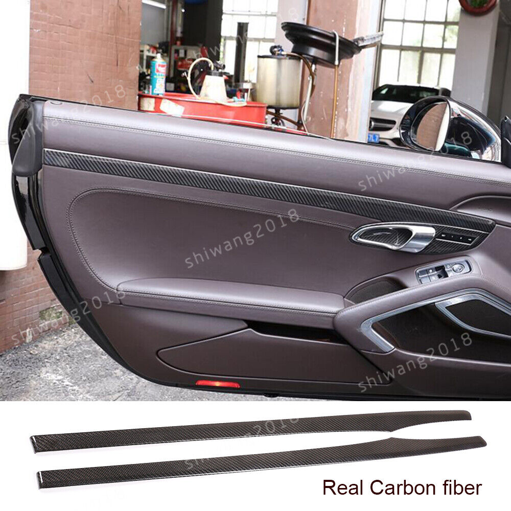 2*Real Carbon Fiber Door Moulding Panel Trim For Porsche 911 2013-18 718 2016-19
