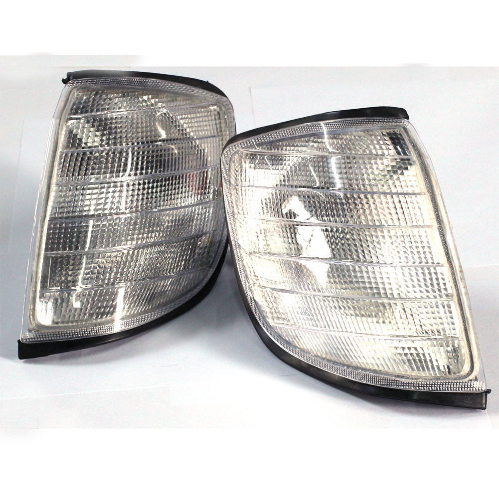 Pair Euro Corner Signal Light Clear For Depo 92-99 Mercedes Benz S Class W140