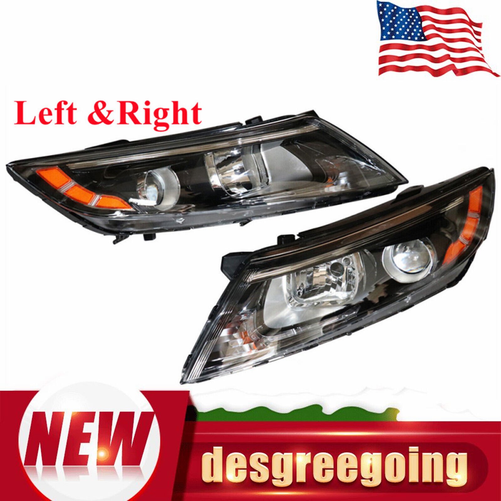 1 Pair Headlight Headlamps Assembly For Kia Optima 2014-2015 Left and Right