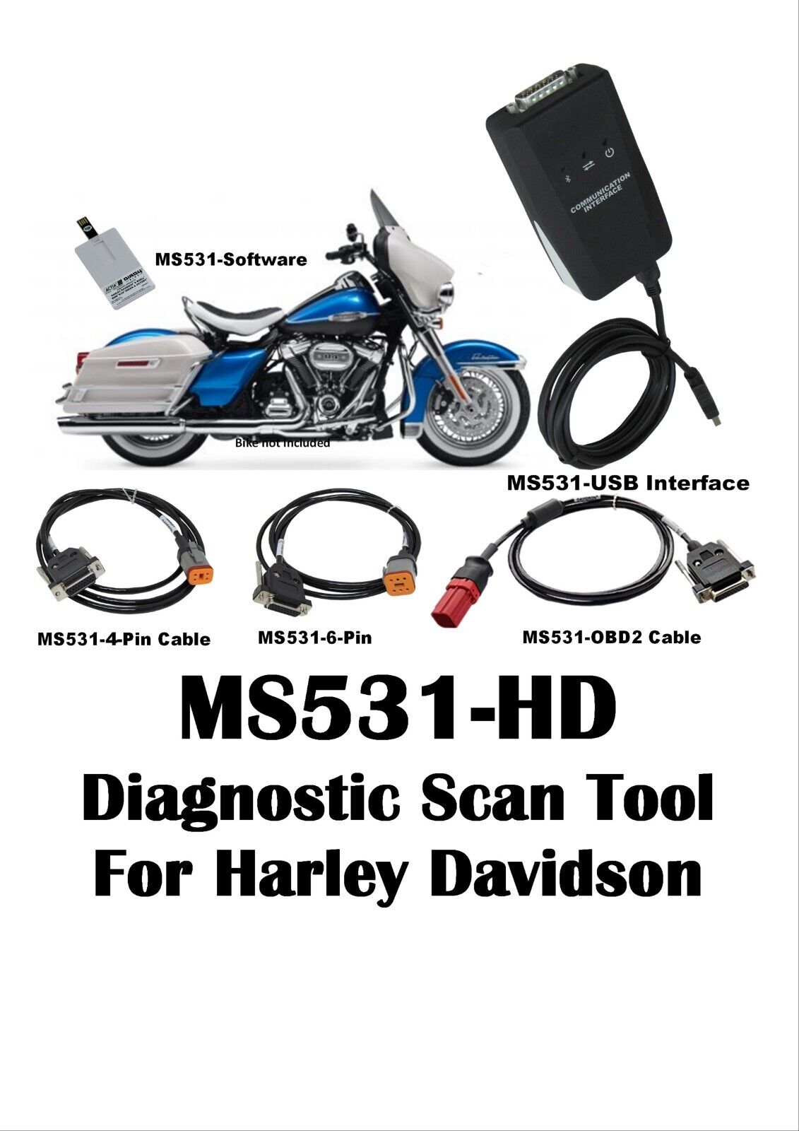 DIAG4 BIKE Serial Diagnostic Scanner AT 531 5090 MS 531-HD for Harley Davidson