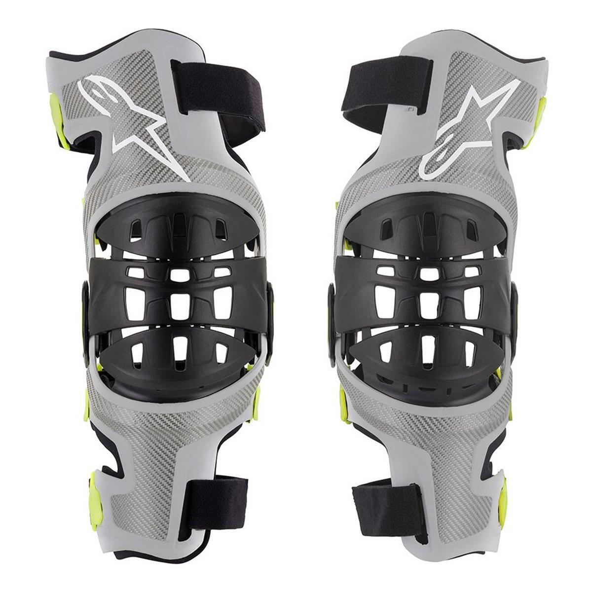 Alpinestars Bionic-7 Silver Yellow Fluo Knee Brace Set - New Fast Shipping