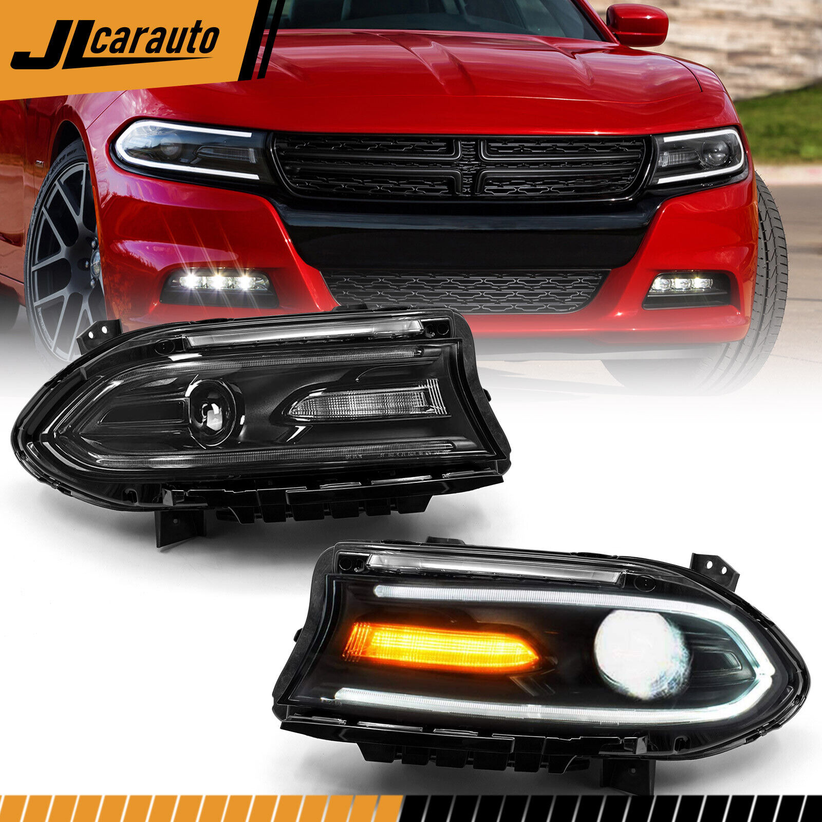 For Dodge Charger 2015-2022 Headlights LED DRL Halogen Left & Right Headlamps