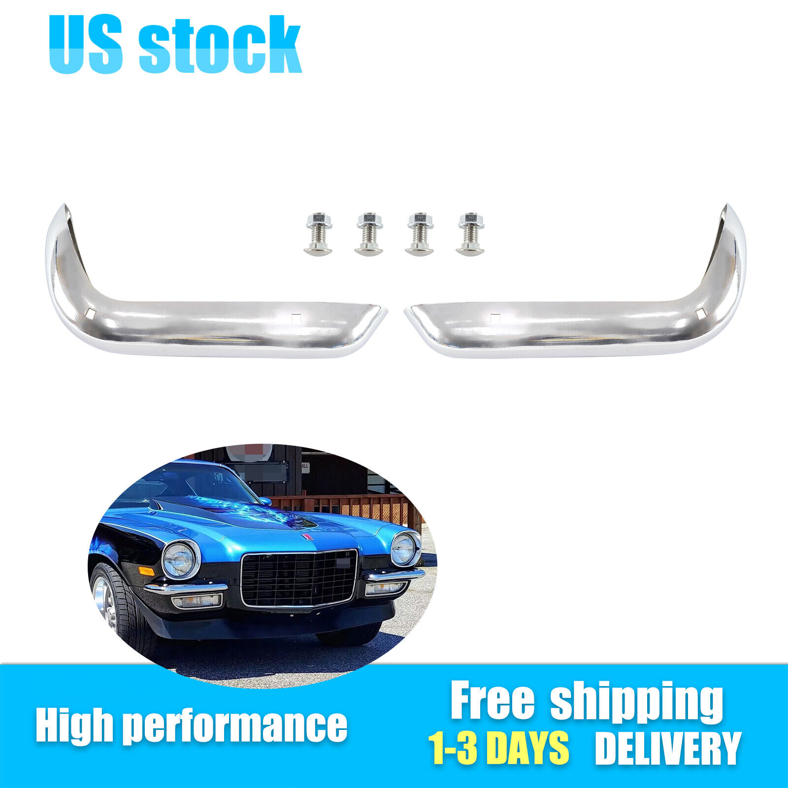 Fits 1970-1973 Chevrolet Camaro RS Front Split Bumpers Pair Rally Sport