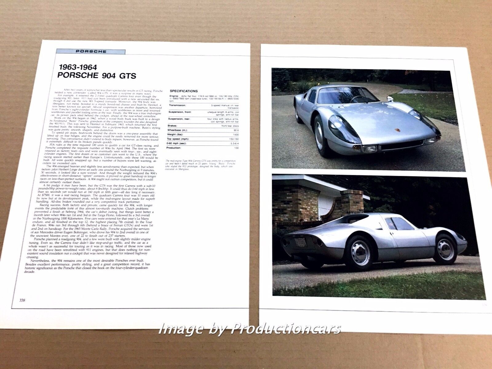 1963 1964 Porsche 904 GTS Original Car Review Print Article J670