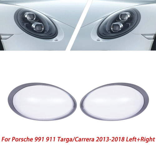 Pair Headlight Lens Cover For Porsche 991 911 Targa/Carrera 2013-2018 Left+Right