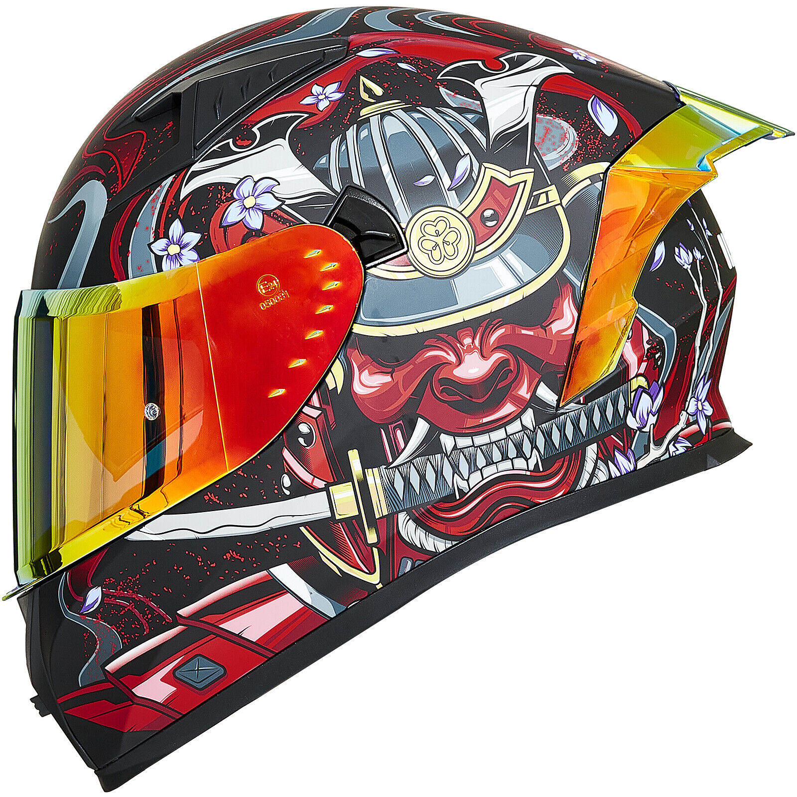 ILM Motorcycle Helmet Full Face with Mirrored&Clear Visors+2 Fins DOT Approved