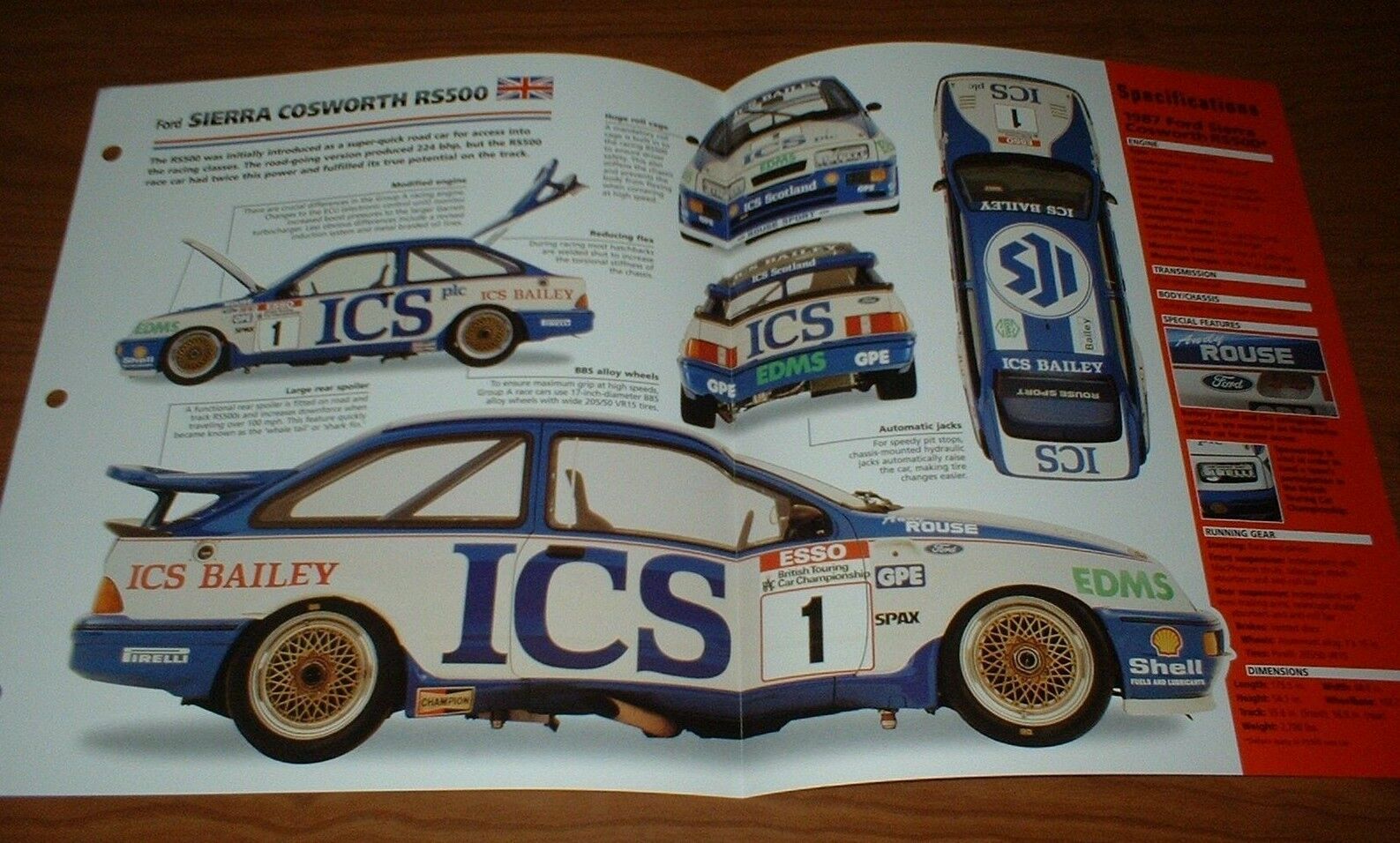 ★★1987 FORD SIERRA COSWORTH RS500 SPEC SHEET BROCHURE PHOTO POSTER PRINT RS 500★