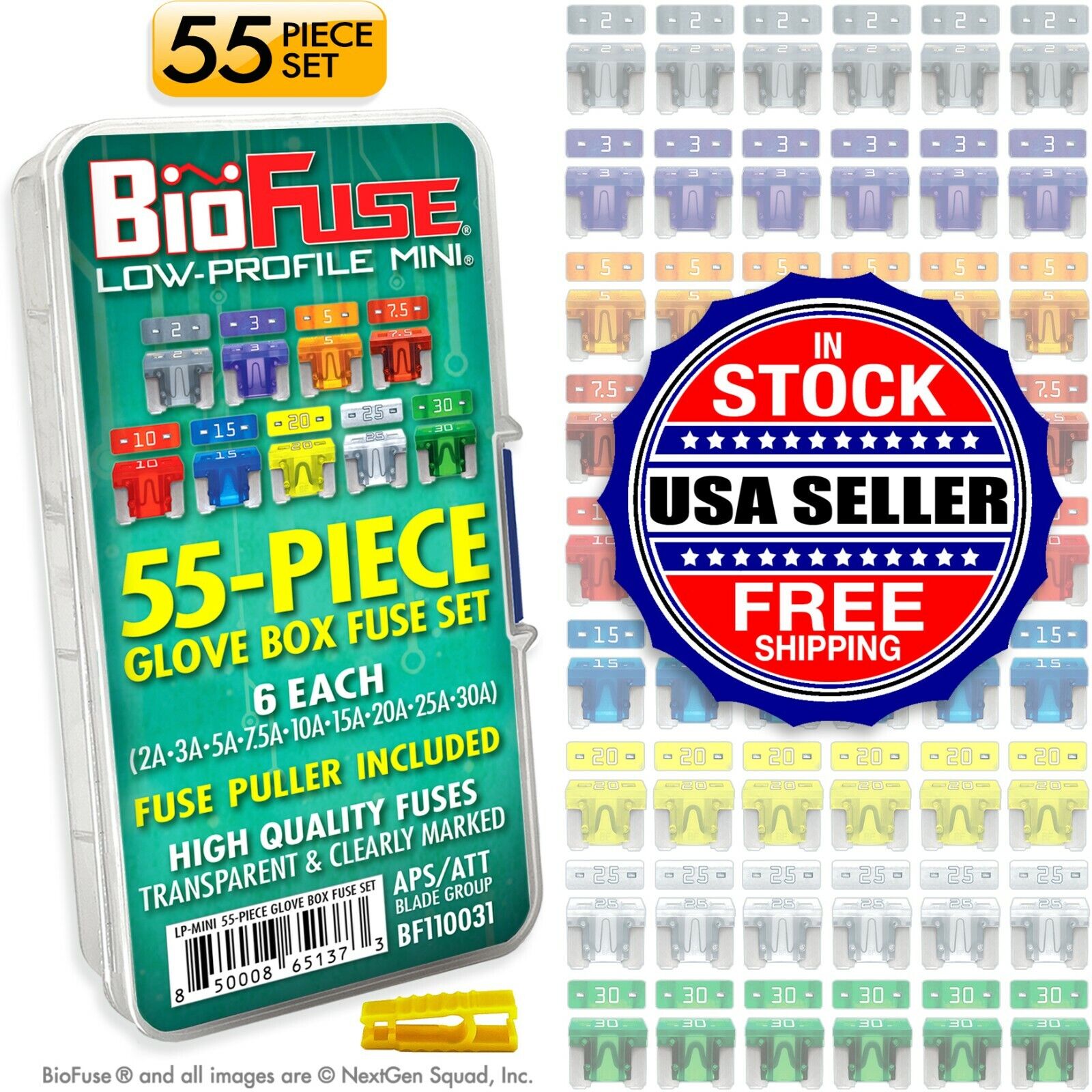 BioFuse® Low Profile Mini ATT 55 Piece Fuse Assortment (54 LP-Mini Blade Fuses)