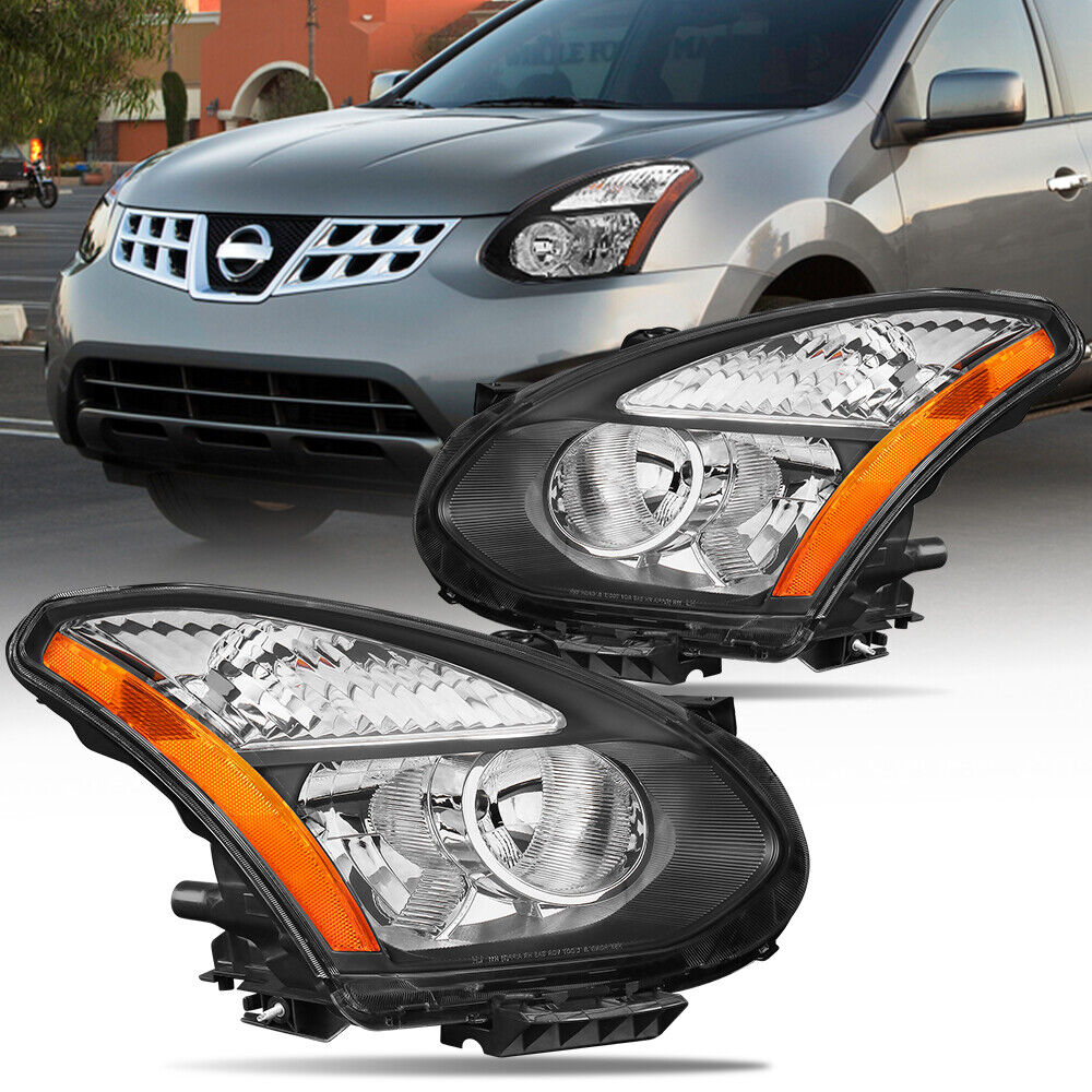 Black Headlights For 2008-2013 Nissan Rogue 2014-2015 Rogue Select Left & Right