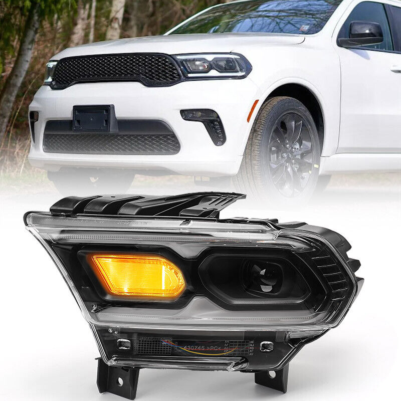 For 2021-2024 Dodge Durango Black LED Projector Headlight Headlamp Driver Left