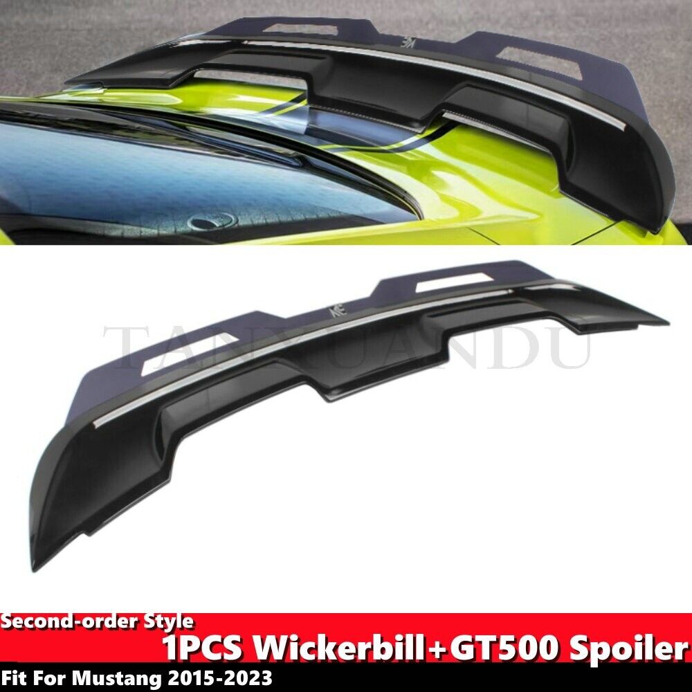 NP Designs 1PCS Wickerbill + GT500 Spoiler Wing For FORD Mustang 2015-2023 PMMA
