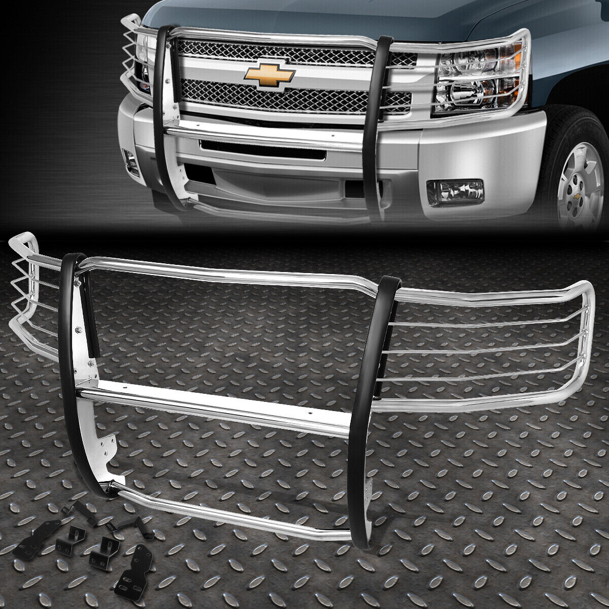 FOR 07-13 CHEVY SILVERADO 1500 STAINLESS STEEL FRONT BUMPER BRUSH GRILLE GUARD