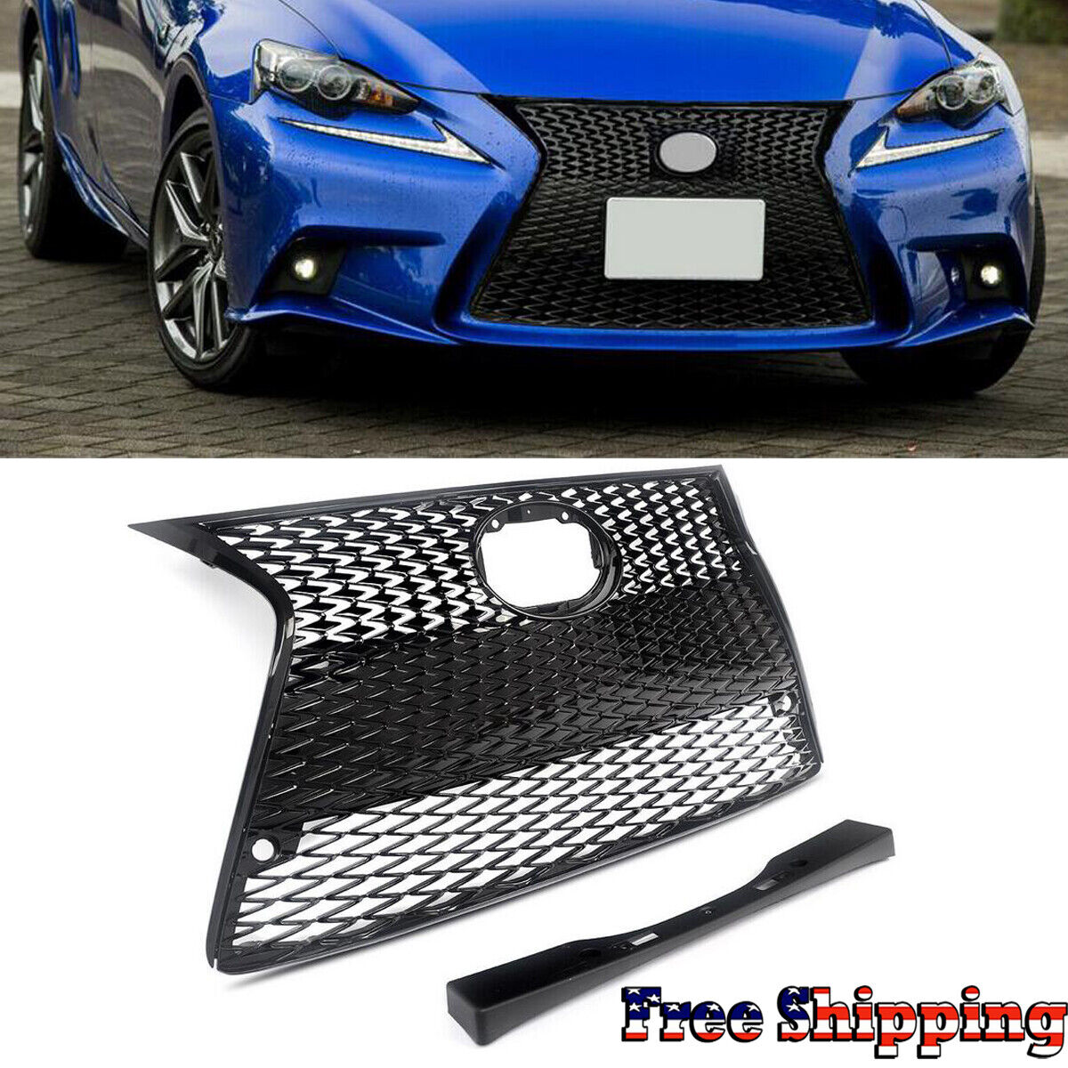 For Lexus IS200t IS250 IS350 F Sport 2014-2016 Glossy Black Front Grille Grill