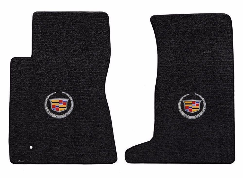 NEW BLACK FLOOR Mats 2011-2014 Cadillac CTS Coupe Silver Crest logo AWD Pair