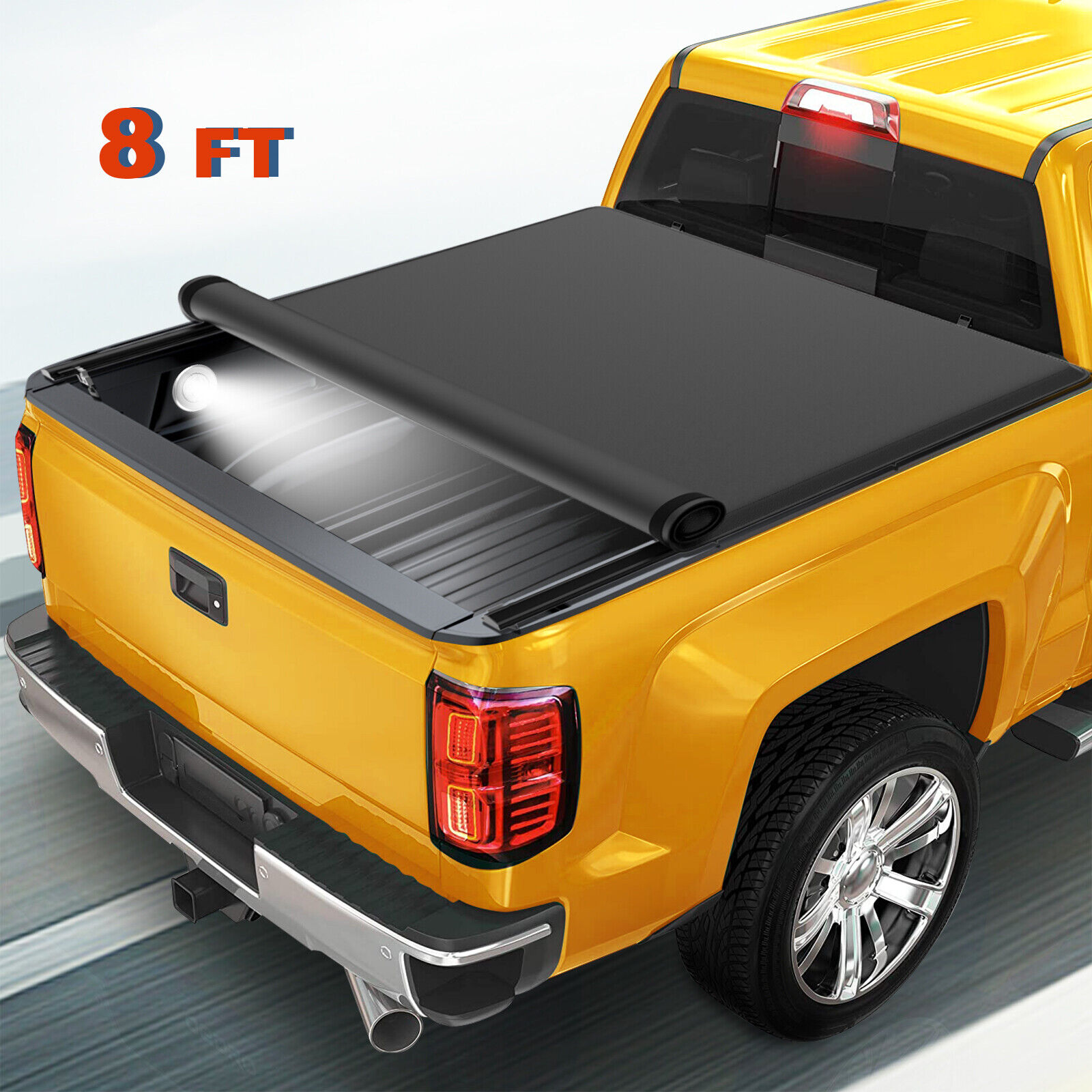 8FT Roll-Up Tonneau Cover For 1999-16 Ford F250 350 450 550 Super Duty Truck Bed