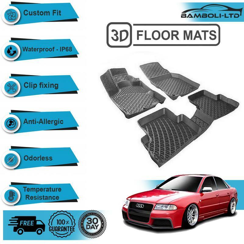 3D Molded Interior Car Floor Mat Liner For Audi A4 B5 1996-2001-Black Easy Clean