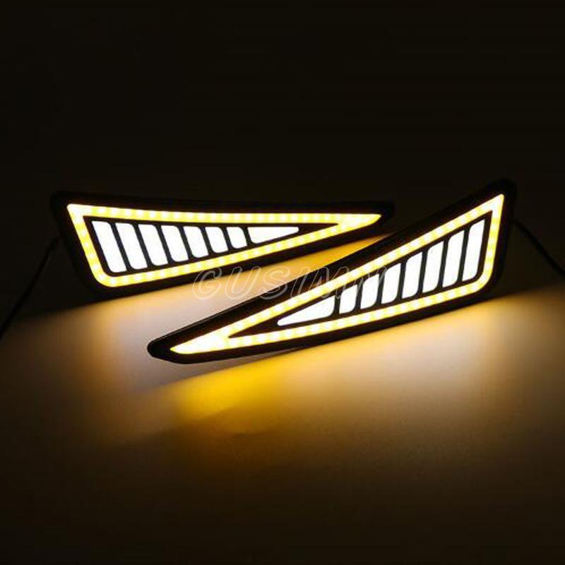 2x White/Amber LED Daytime Running Light DRL Car Fog Driving Lights Turn Signal