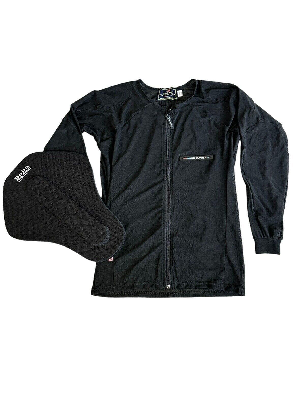 Bohn Body Armor SMALL Full Zip Mesh Padded AirTex L/S Shirt Jacket Back Pad