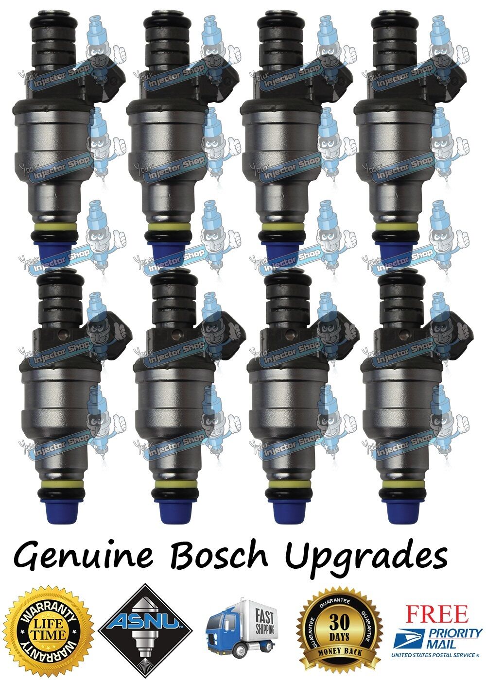 Reman in USA Bosch 4 Hole Upgrade Eldorado Fleetwood 8x Fuel Injectors 4.5L 4.9L
