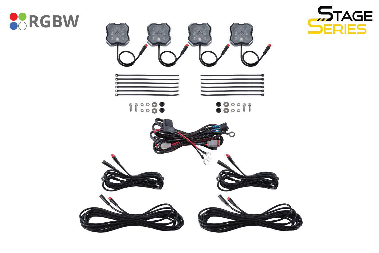 Diode Dynamics Stage Series RGBW LED Rock Lights (4-Pack) w/Bluetooth Controller