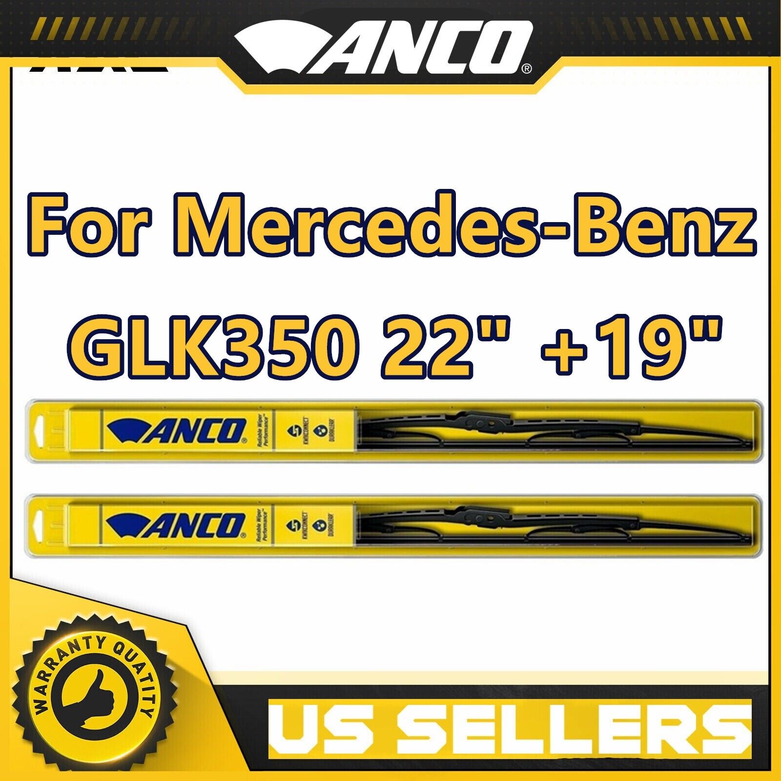For 2010-2015 Mercedes-Benz GLK350 All Weather ANCO Wiper Blades 2pk Premium