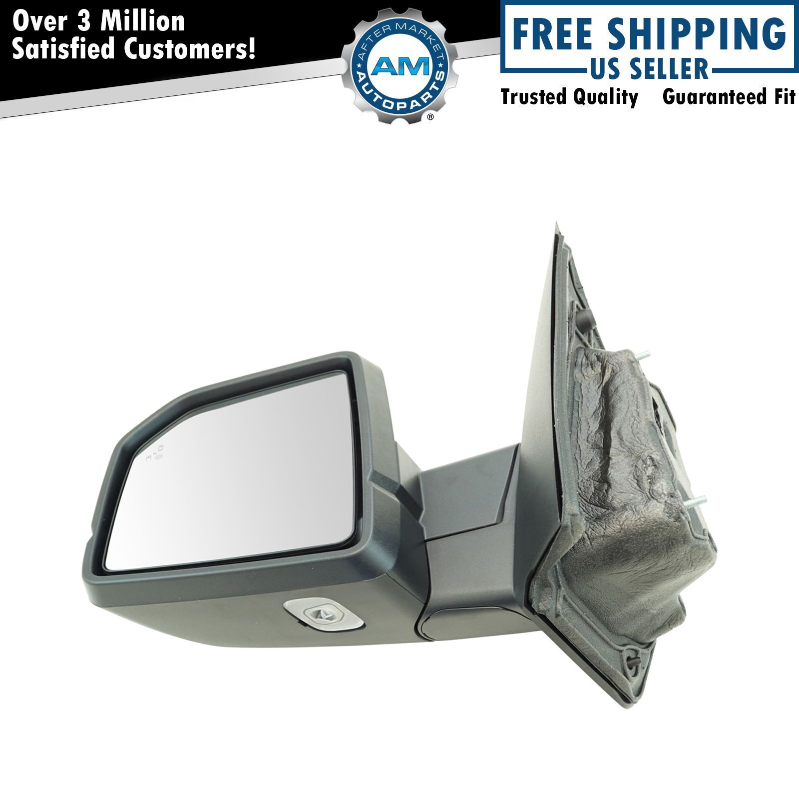 Mirror Power Folding Heated Memory Signal Blind Spot Puddle Chrome LH for Ford