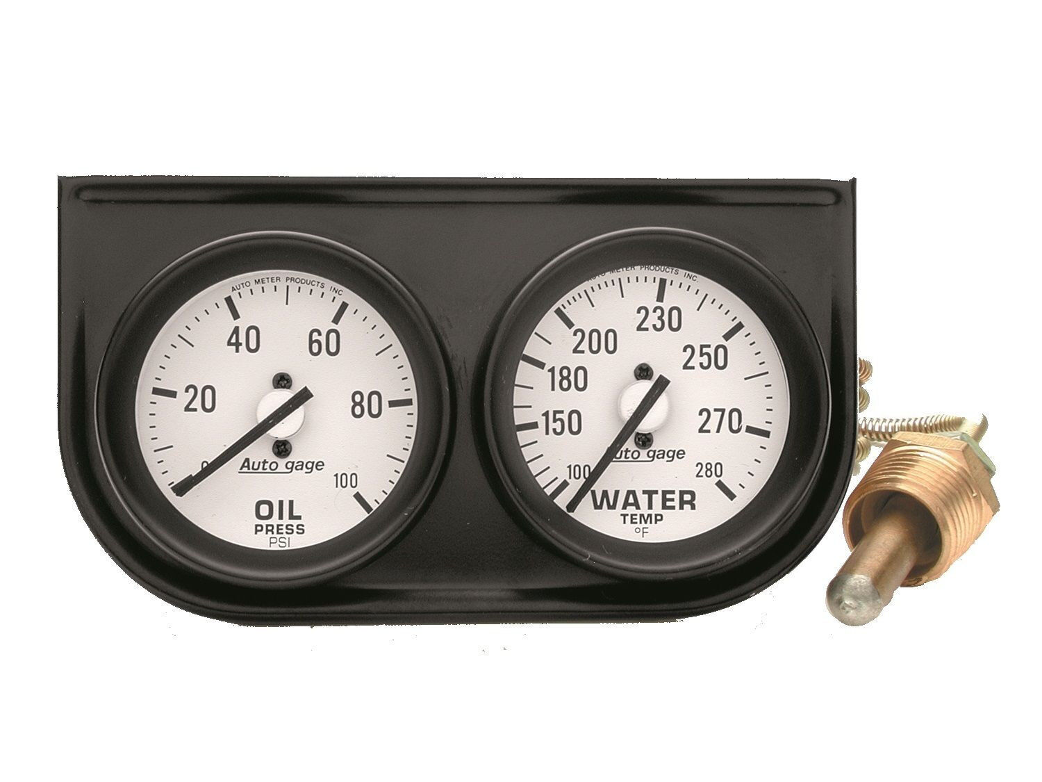 Auto Meter Autogage 2 Gauge Oil Press /Water Temp Black Console 2-1/16