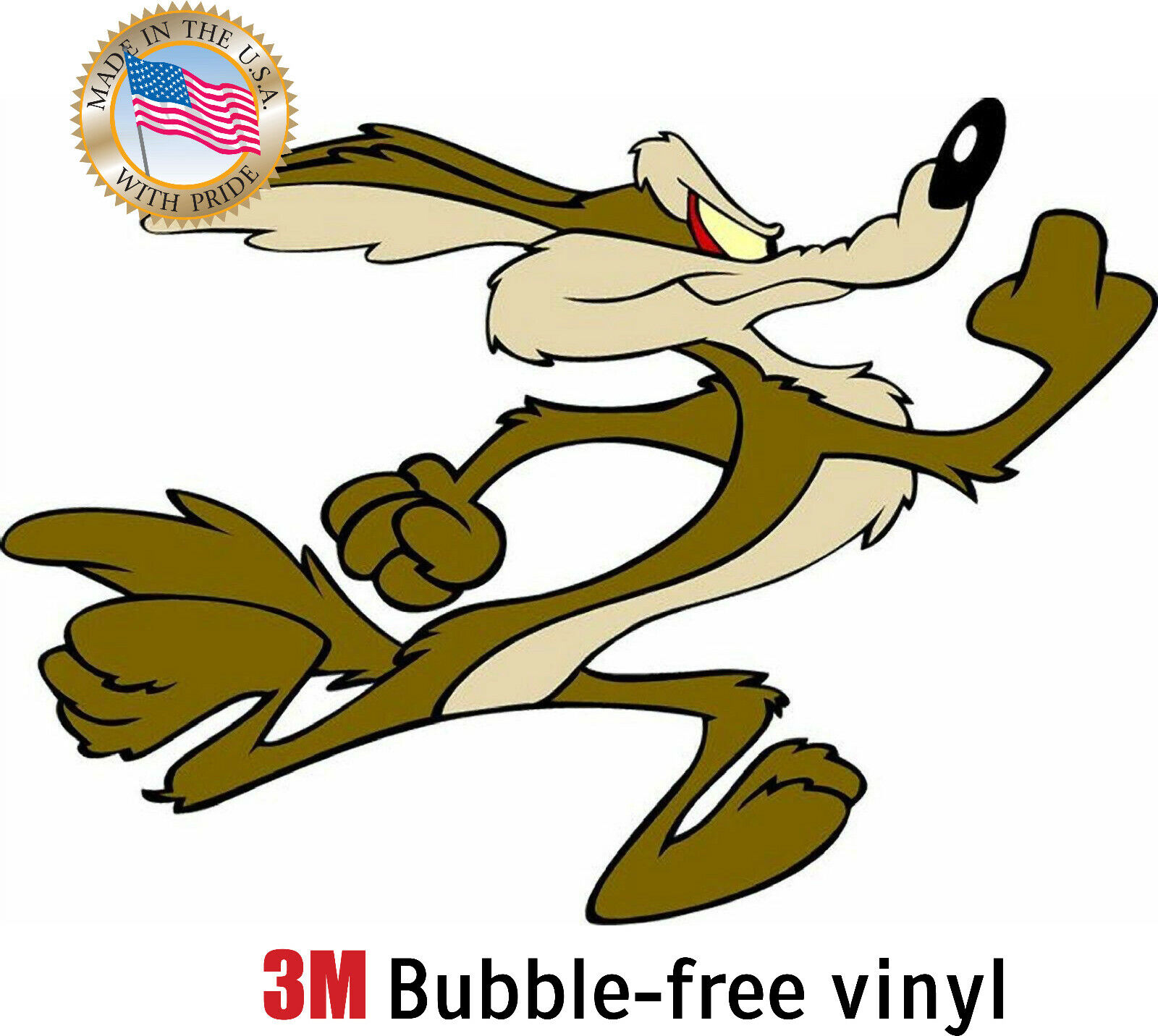 WILE E COYOTE RUNNING RIGHT DECAL 3M STICKER MADE IN USA WINDOW CAR BIKE LAPTOP