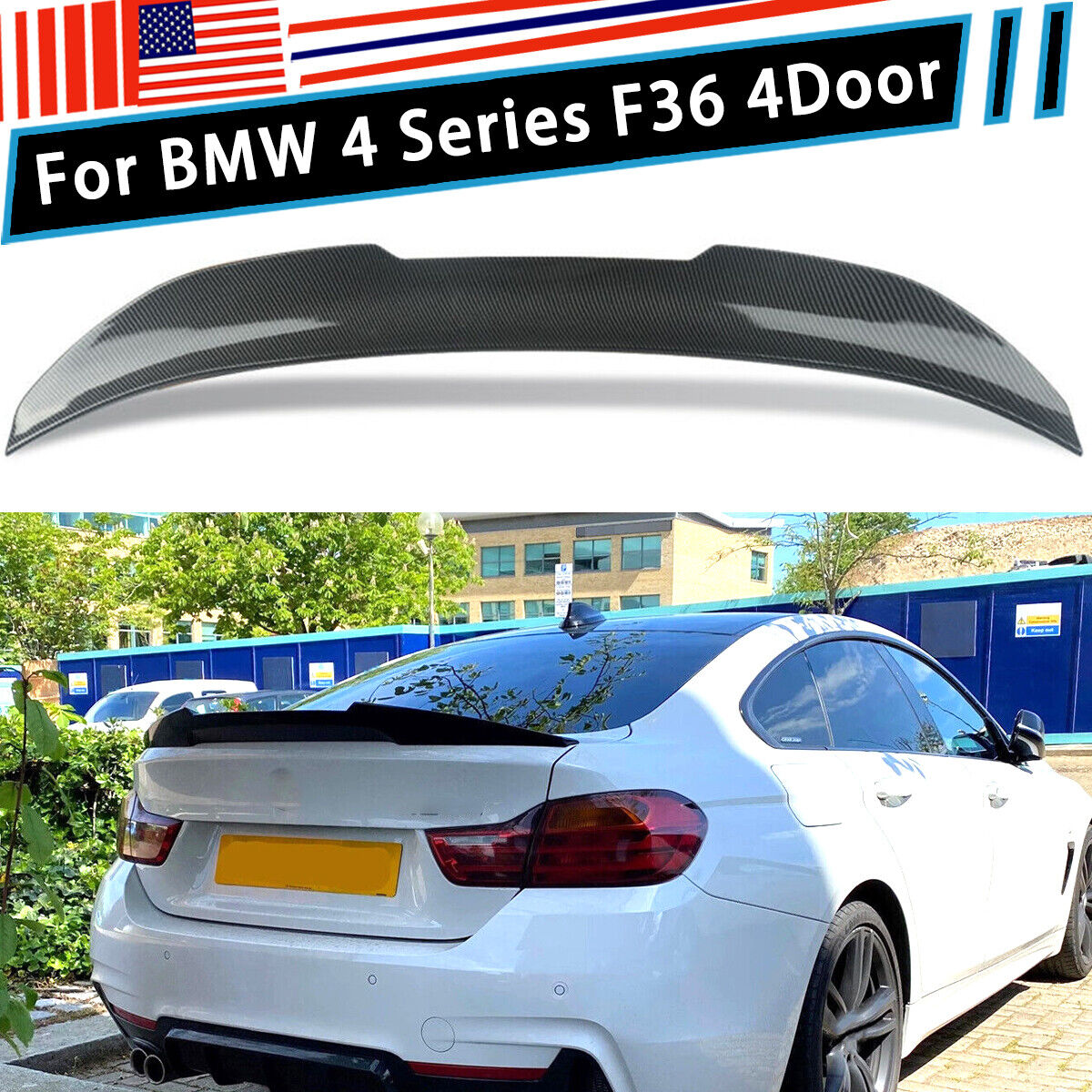 FOR 2014-19 BMW F36 4 SERIES GRAN COUPE 4DR CARBON LOOK PSM STYLE TRUNK SPOILER