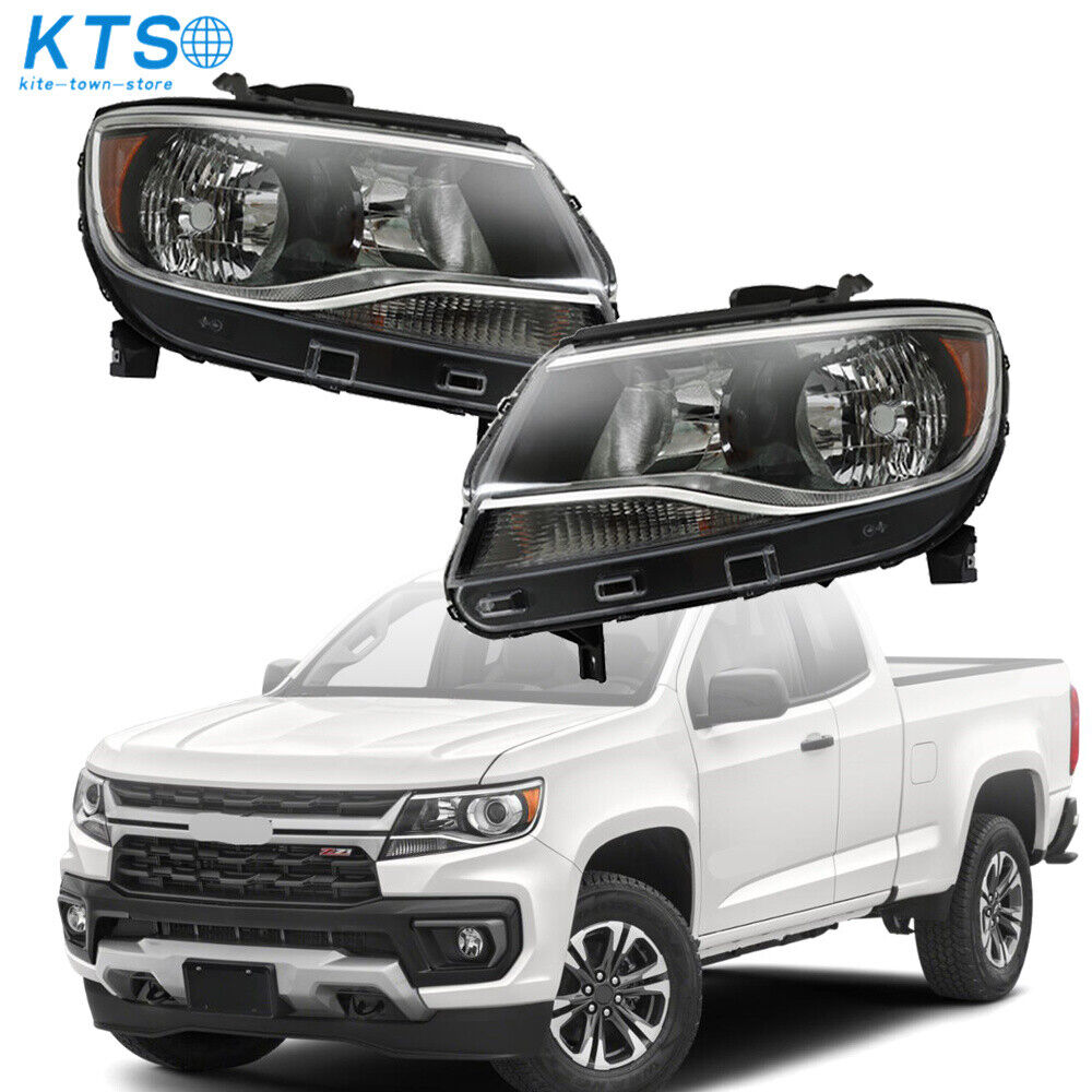 Right+Left Headlight For 2015-2022 Chevy Colorado Projector Halogen Clear Lens