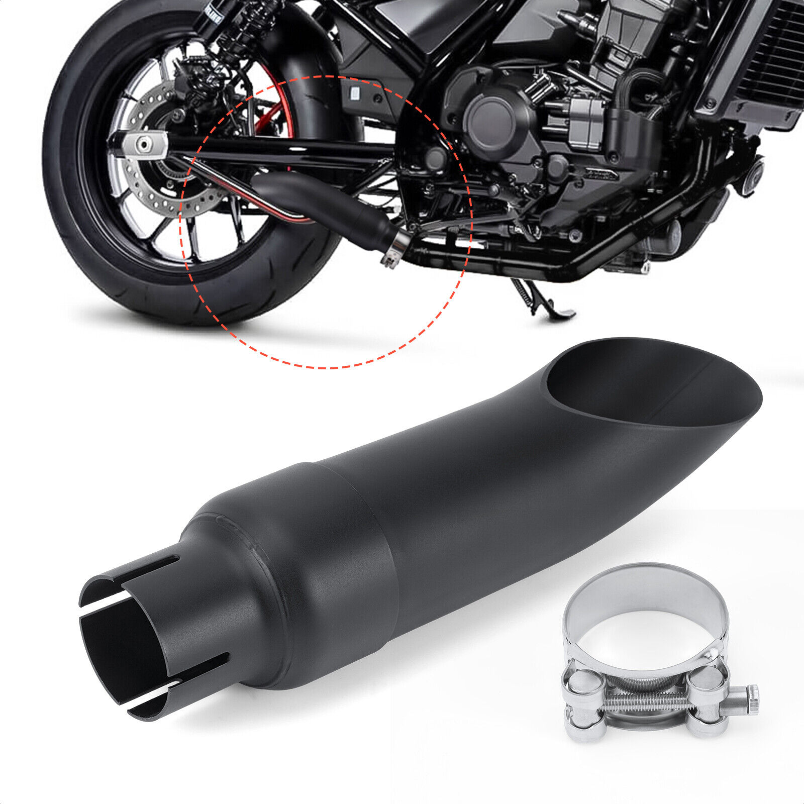Shorty GP Exhaust Muffler Tip Black for Honda Rebel CMX 1100 2021 2022 2023 2024