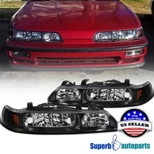 Black Housing Fits 1990-1993 Acura Integra 1PC Style Headlights Left+Right picture