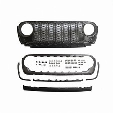 Black Front Grille No Camera Hole for 2018-23 2024 Jeep Wrangler JL Gladiator JT picture