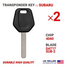 2X Transponder Key For Subaru DAT17 Chip 4D60 SUB80 picture