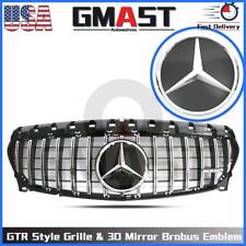 Chrome Silver GTR Style Grille W/3D Emblem For Benz CLA-Class W117 2013-2019 picture