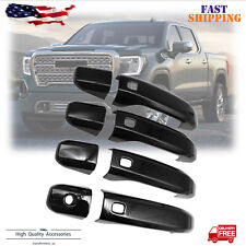 Black Door Handle Covers WITH 4x Smartkey FOR Chevy Silverado GMC Sierra 2019-23 picture