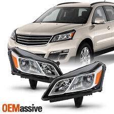 For 2013-2017 Chevy Traverse Halogen Type Chrome Headlight Pair Driver+Passenger picture