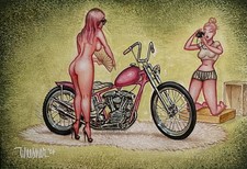 Out of Print Signed Keith WEESNER poster Pan-Shovel Pinup Sexy Girl Motorcycle picture