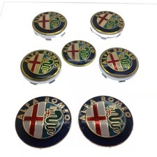 (7PCS) ALFA ROMEO 74mm Hood/Rear Badge+60mm Modified Wheel+Steering Wheel Gold picture